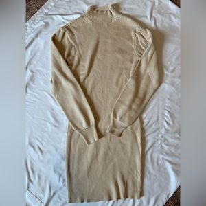 Cream mock neck sweater dress